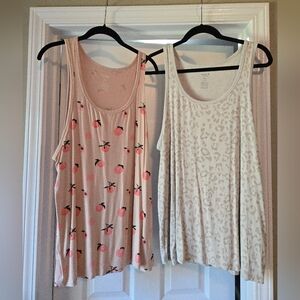 Kyte BABY Women's Tank Set Tops. Peach Print & Cream Leopard Tank Pajamas